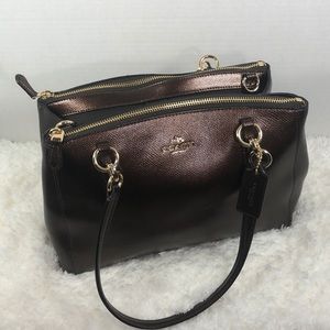 Unique Coach Metallic Bronze Leather Satchel